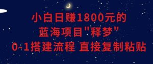 小白能日赚1800元的蓝海项目”释梦”0-1搭建流程可直接复制粘贴长期做-创客聚集地
