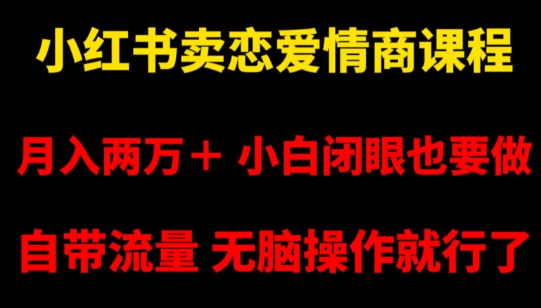 小红书卖恋爱情商课程，月入两万＋，小白闭眼也要做，自带流量，无脑操作就行了【揭秘】-创客聚集地