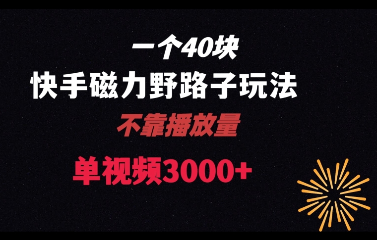 一个40块，快手联合美团磁力新玩法，无视机制野路子玩法，单视频收益4位数【揭秘】-创客聚集地