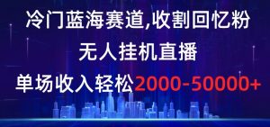 冷门蓝海赛道，收割回忆粉，无人挂机直播，单场收入轻松2000-5w+【揭秘】-创客聚集地