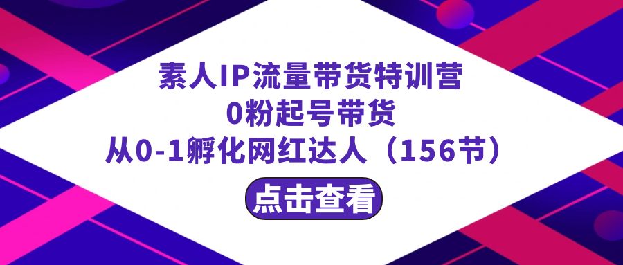 繁星·计划素人IP流量带货特训营：0粉起号带货 从0-1孵化网红达人（156节）-创客聚集地