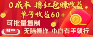全新平台,0成本撸红包赚收益,单号收益60+,可批量复制,无脑操作,小白有手就行【揭秘】-创客聚集地