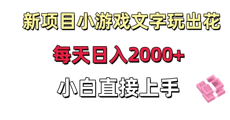 新项目小游戏文字玩出花日入2000+，每天只需一小时，小白直接上手-创客聚集地