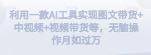 利用一款AI工具实现图文带货+中视频+视频带货等，无脑操作月如过万-创客聚集地