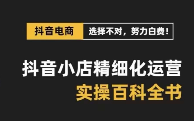 抖音小店精细化运营百科全书，保姆级运营实战讲解（28节课）-创客聚集地