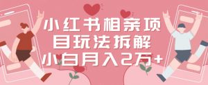小红书相亲项目玩法拆解，有人通过这个副业项目做到了月收入2万多-创客聚集地