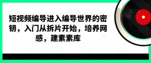 短视频编导进入编导世界的密钥，入门从拆片开始，培养网感，建素素库-创客聚集地