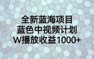 全新蓝海项目，蓝色中视频计划，1W播放量1000+-创客聚集地