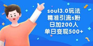 soul3.0玩法精准引流s粉，日加200人单日变现500+-创客聚集地