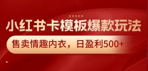 小红书卡模板爆款玩法，售卖情趣内衣，日盈利500+-创客聚集地