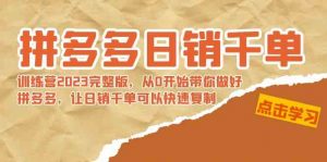 拼多多日销千单训练营2023完整版，从0开始带你做好拼多多，让日销千单可…-创客聚集地