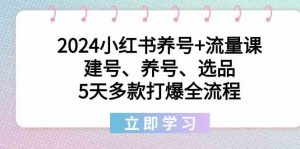 2024小红书养号+流量课：建号、养号、选品，5天多款打爆全流程-创客聚集地