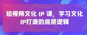 短视频文化IP课，学习文化IP打造的底层逻辑-创客聚集地