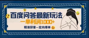 全网首发百度问答新玩法，结合百家号发垂直领域短视频，高效精准获客，定向咨询爆单-创客聚集地