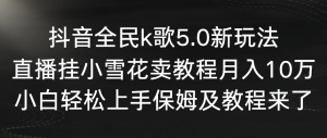 抖音全民k歌5.0新玩法，直播挂小雪花卖教程月入10万，小白轻松上手，保…-创客聚集地