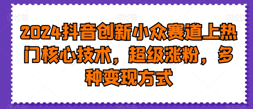 2024抖音创新小众赛道上热门核心技术，超级涨粉，多种变现方式-创客聚集地