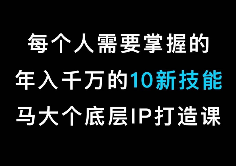 马大个的IP底层逻辑课，​每个人需要掌握的年入千万的10新技能，约会底层IP打造方法！-创客聚集地