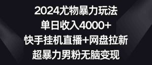 2024尤物暴力玩法 单日收入4000+快手挂机直播+网盘拉新 超暴力男粉无脑变现-创客聚集地