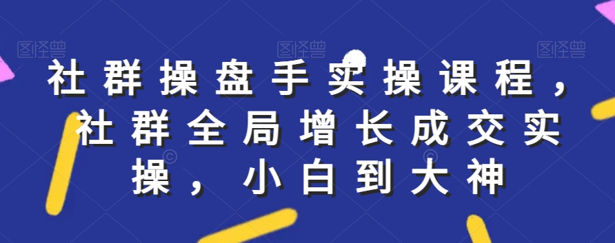 社群实操课程，社群全局增长成交实操，小白到大神-创客聚集地
