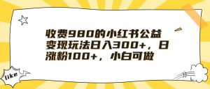 收费980的小红书公益变现玩法日入300+，日涨粉100+，小白可做-创客聚集地