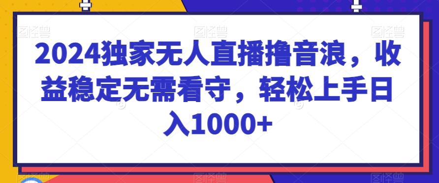 2024独家无人直播撸音浪，收益稳定无需看守，轻松上手日入1000+【揭秘】-创客聚集地
