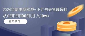 2024全新电商实战-小红书无货源项目：从0到1到100到月入10w+-创客聚集地