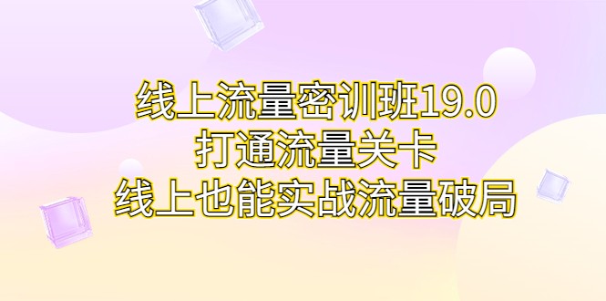 线上流量密训班19.0，打通流量关卡，线上也能实战流量破局-创客聚集地