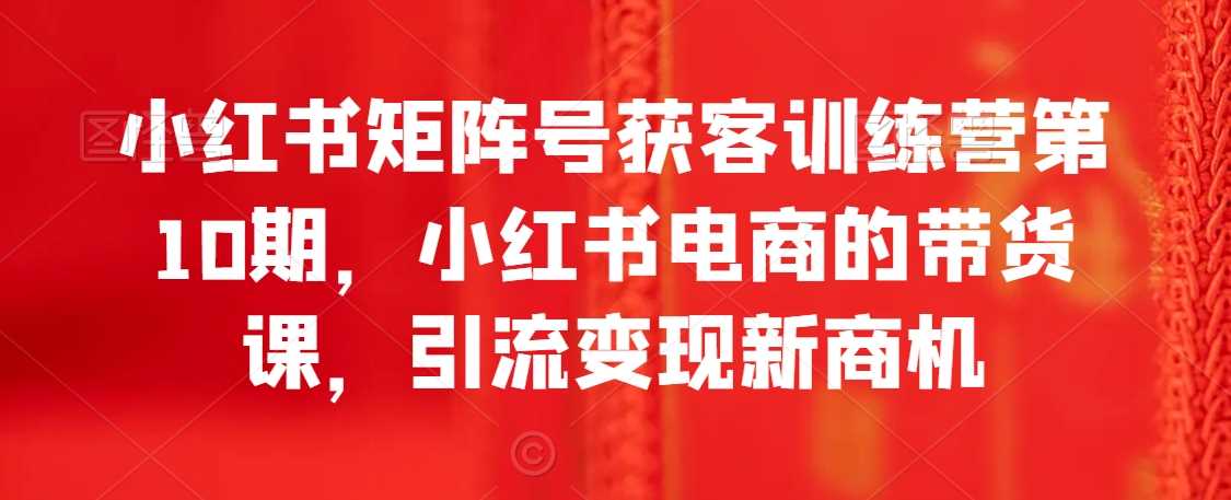 小红书矩阵号获客训练营第10期，小红书电商的带货课，引流变现新商机-创客聚集地