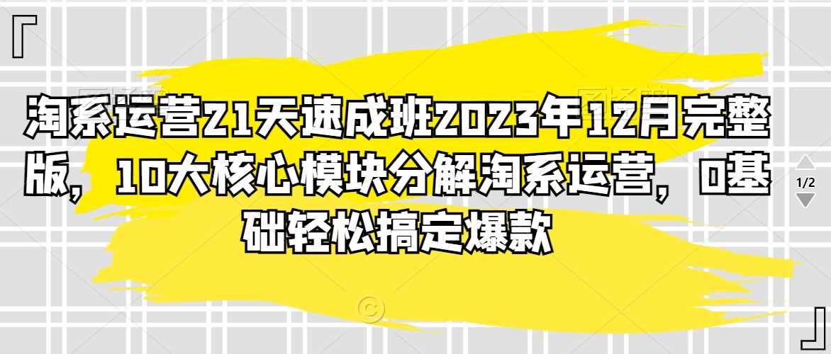 淘系运营21天速成班2023年12月完整版，10大核心模块分解淘系运营，0基础轻松搞定爆款-创客聚集地