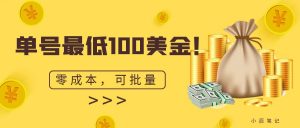 单号最低100美金，零成本，小白无脑操作。可复制，可扩大。-创客聚集地