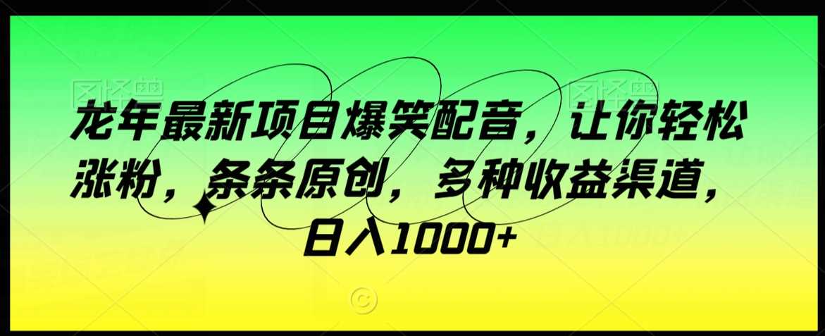 龙年最新项目爆笑配音，让你轻松涨粉，条条原创，多种收益渠道，日入1000+【揭秘】-创客聚集地