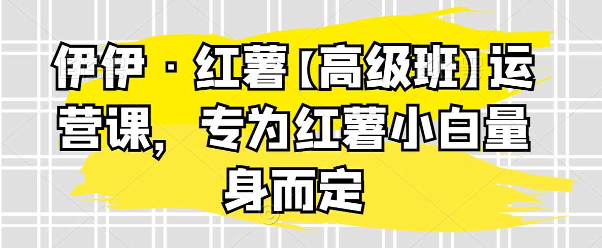 伊伊·红薯【高级班】运营课，专为红薯小白量身而定-创客聚集地