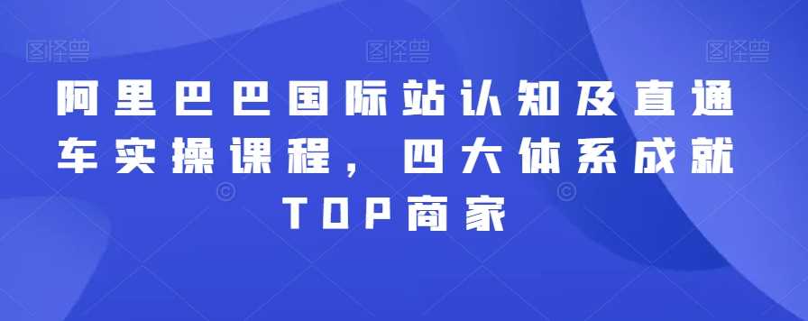 阿里巴巴国际站认知及直通车实操课程，四大体系成就TOP商家-创客聚集地