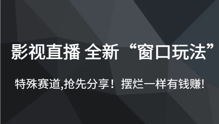 影视直播 全新“窗口玩法”，特殊赛道,抢先分享！摆烂一样有钱赚!-创客聚集地
