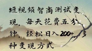 短视频智商测试变现，每天花费五分钟，轻松日入200+，多种变现方式-创客聚集地