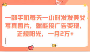 一部手机每天一小时发发美女写真图片，就能接广告变现，正规阳光，一月2万+-创客聚集地