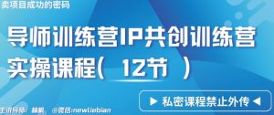 导师训练营3.0IP共创训练营私密实操课程（12节）-卖项目的密码成功秘诀【揭秘】-创客聚集地