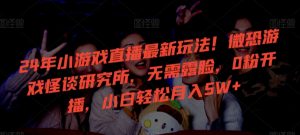 24年小游戏直播最新玩法！微恐游戏怪谈研究所，无需露脸，0粉开播，小白轻松月入5W+-创客聚集地