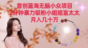 首创蓝海无脑小众项目,2分钟暴力吸粉小姐姐富太太,月入几十万-创客聚集地