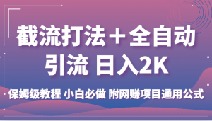截流打法＋全自动引流 日入2K 保姆级教程 小白必做   附网赚项目通用公式-创客聚集地