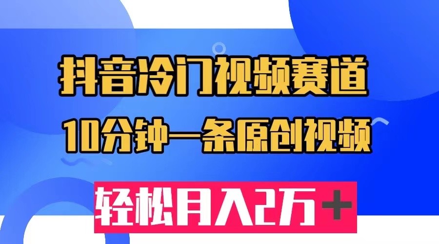 抖音冷门视频赛道，10分钟一条视频，轻松月入2W＋-创客聚集地