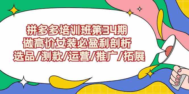 拼多多培训班第34期：做高价女装必盈利剖析  选品/测款/运营/推广/拓展-创客聚集地