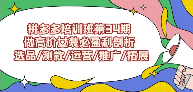 拼多多培训班第34期：做高价女装必盈利剖析选品/测款/运营/推广/拓展-创客聚集地