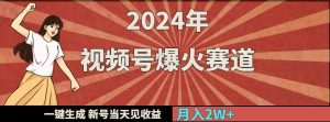 2024年视频号爆火赛道，一键生成，新号当天见收益，月入20000+-创客聚集地