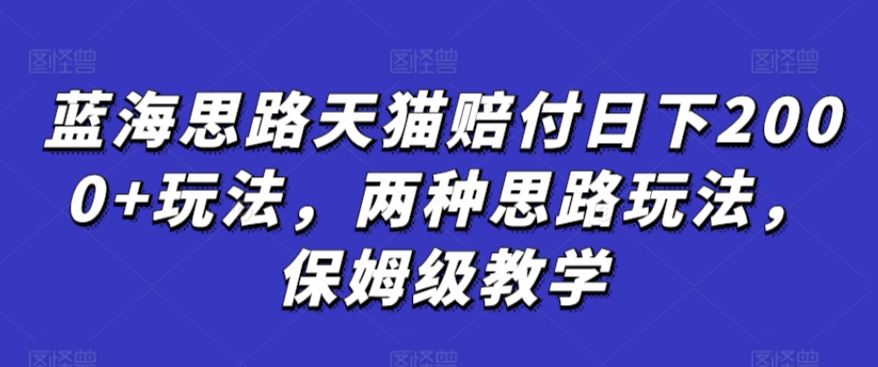 蓝海思路天猫赔付日下2000+玩法，两种思路玩法，保姆级教学【仅揭秘】-创客聚集地