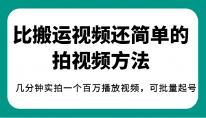 揭秘！比搬运视频还简单的拍视频方法，几分钟实拍一个百万播放视频，可批量起号-创客聚集地