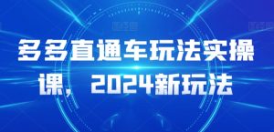多多直通车玩法实操课，2024新玩法-创客聚集地