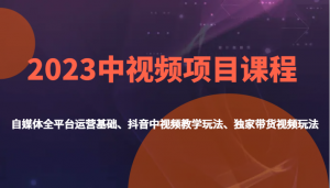 2023中视频项目课程，自媒体全平台运营基础、抖音中视频教学玩法、独家带货视频玩法。-创客聚集地