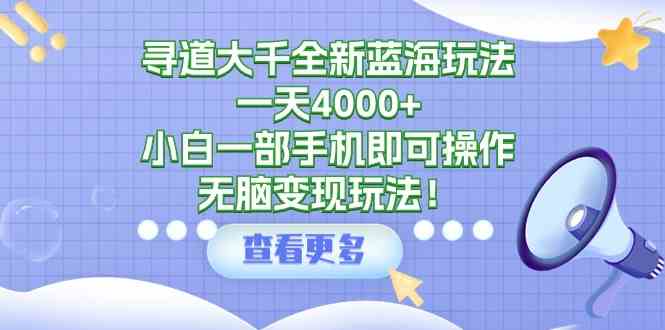 寻道大千全新蓝海玩法，一天4000+，小白一部手机即可操作，无脑变现玩法！-创客聚集地