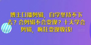 博主口播剪辑，自学坚持不下去？会剪辑不会变现？十天学会剪辑，疯狂变现收钱!-创客聚集地